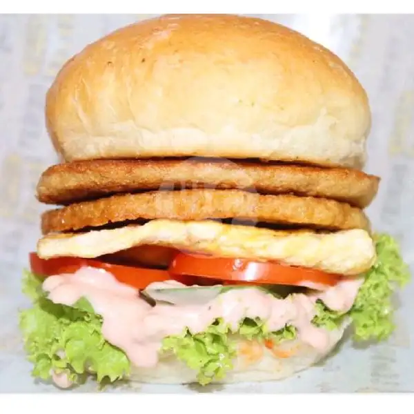 Ayam Double + Sosis Lokal | May Burger Batam (Ramly Tiban), Bank Mandiri Tiban