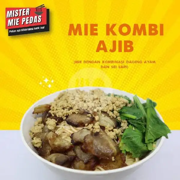 Mie Kombi (AyamXsapi Level 0-level 5) + Es Teh | Mister Mie Pedas