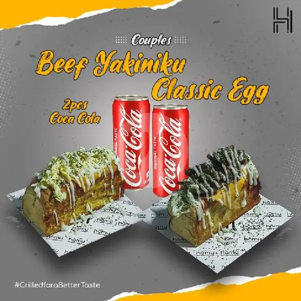 Beef Yakiniku + Classic Egg + 2 Coca Cola | Homu Premium Sandwich
