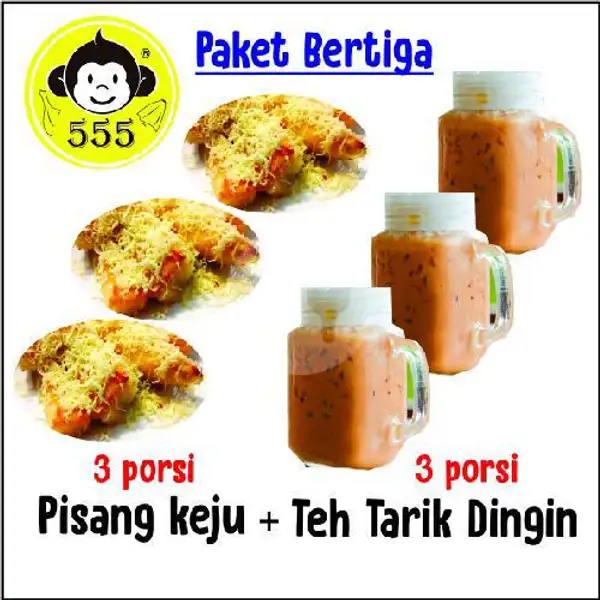 Paket Ber-3 (3 Pisang Keju + 3 Teh Tarik) | Ayam Geprek Red Devil, Playground Pelita