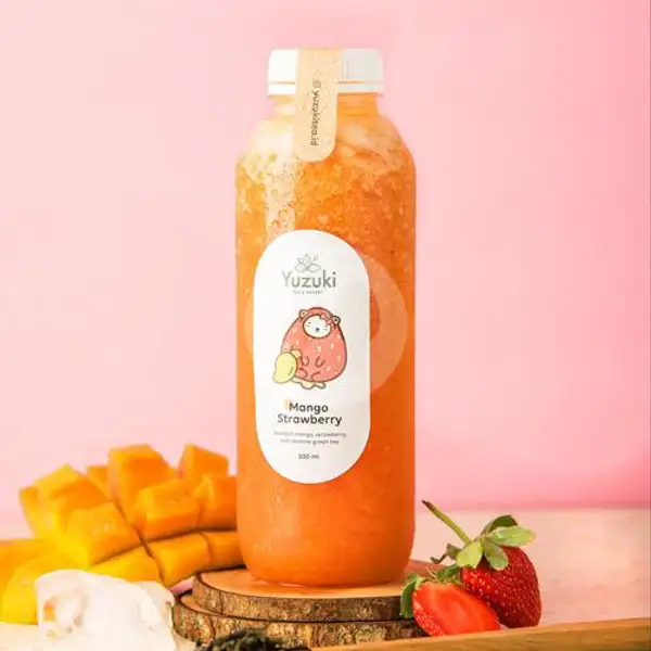Mango Strawberry Bottle Of Goodness 500ml | Yuzuki Tea & Bakery Majapahit - Cheese Tea, Fruit Tea, Bubble Milk Tea and Bread
