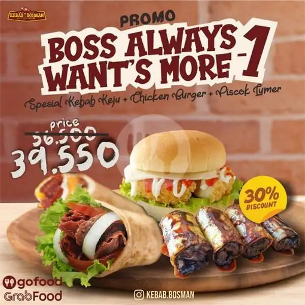 AWM 1 (Spesial Kebab Keju + Chicken Burger + Picsok Lumer) | Kebab Bosman, Tidar