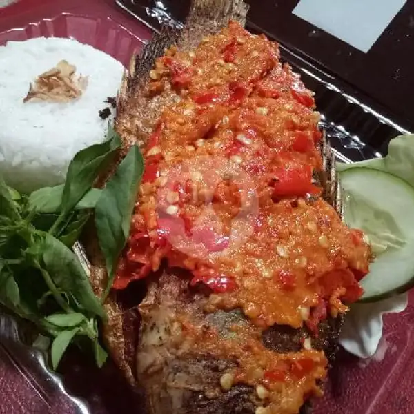 Ikan Mujair Sambal Geprek + Nasi | Ayam Geprek Ceria (Pedasnya Pool), Bunga Raya
