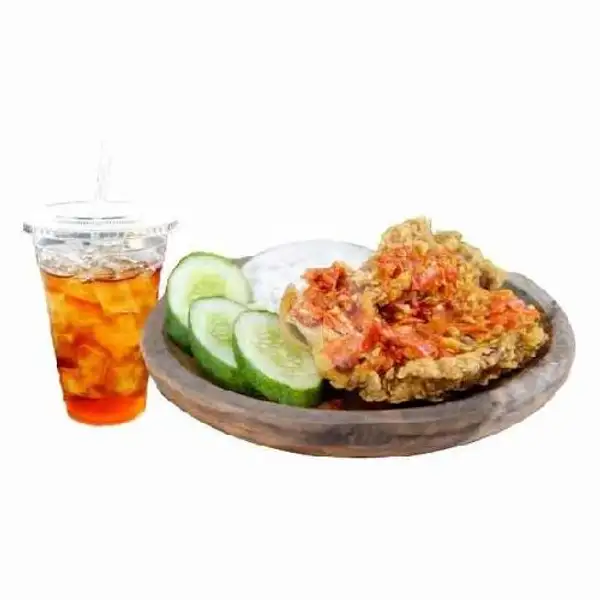 Ayam Geprek + nasi + teh Obenk | Yubit Thai Tea, Nagoya