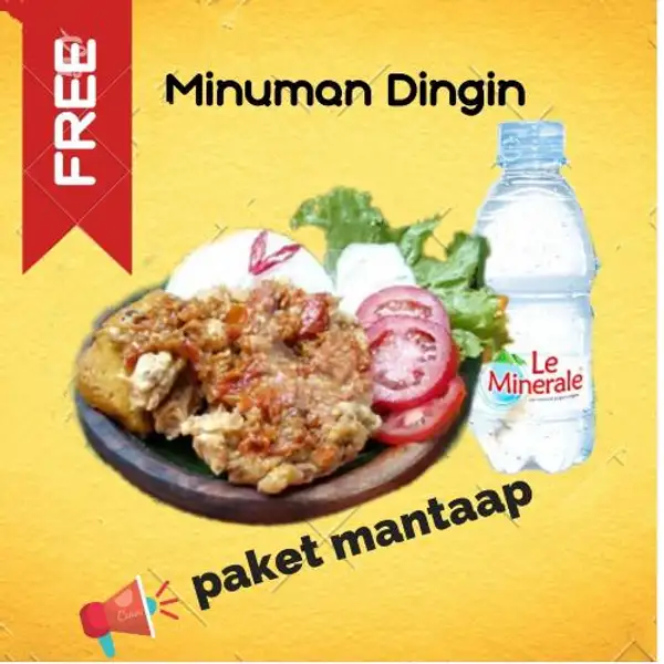 Paket MANTAP Ayam Geprek + Tahu/Tempe + FREE Es TEH MANIS | Nasi Kepal, Depok