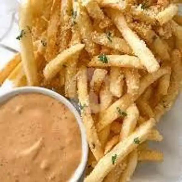 Sosage French Fries With Remoulade Gerkin Sauce | Foodpedia Sentul Bell's Place, Babakan Madang