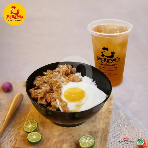 Paket Rice Box Taichan Kulit + Sunny Egg + Es Teh | Sate Taichan Senayan, Kolonel Sugiyono
