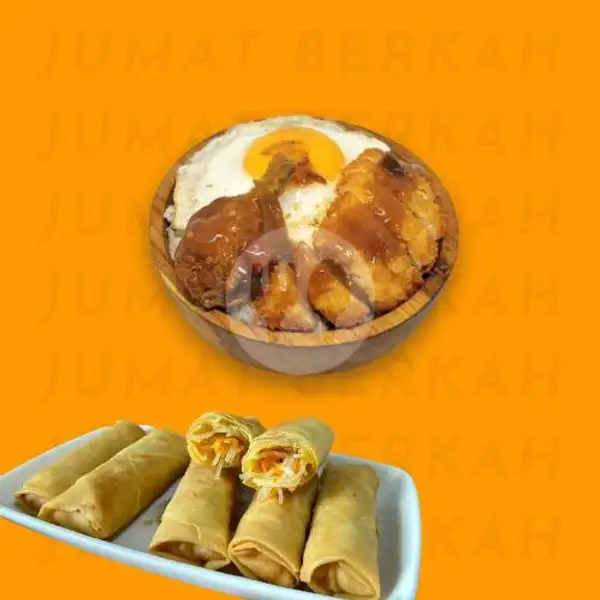 Mix Rice Chicken Katsu Drummeis + 2 Pcs Spring Roll | Ricebowl Ayam Mag Kitchen, Padangsambian