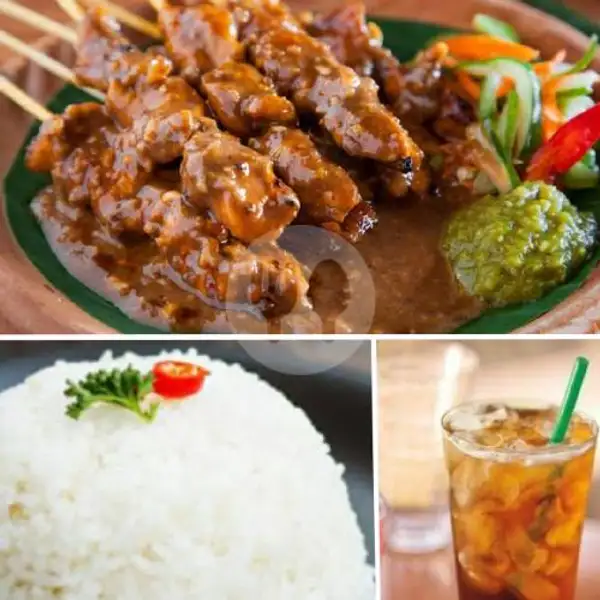 Sate Ayam + Nasi + Es Teh Manis | Nasi Goreng Mang Endin, Lembang