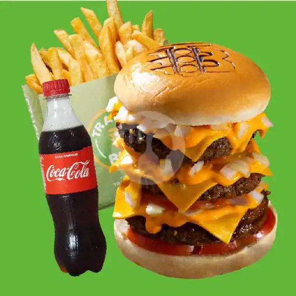 Triple Cheese Burger + Traffic French Fries + Cola | Traffic Bun, Cut Meutia Bekasi