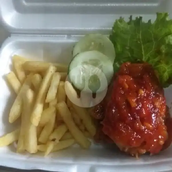 Kentang + Chiken Crispy Saus | Depot Chicken Rania, Lebak Rejo Utara