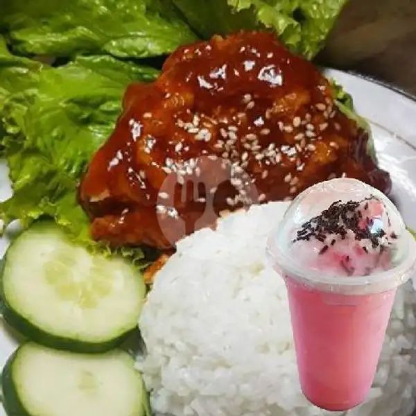Paket Nasi Firechiken + Es Milo | Pop Ice & Takoyaki Ruby, Tegalsari