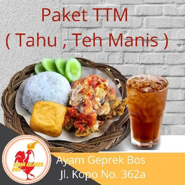 Paket TTM ( Nasi + Ayam + Tahu + Teh Manis ) | Geprek Bos, Kopo