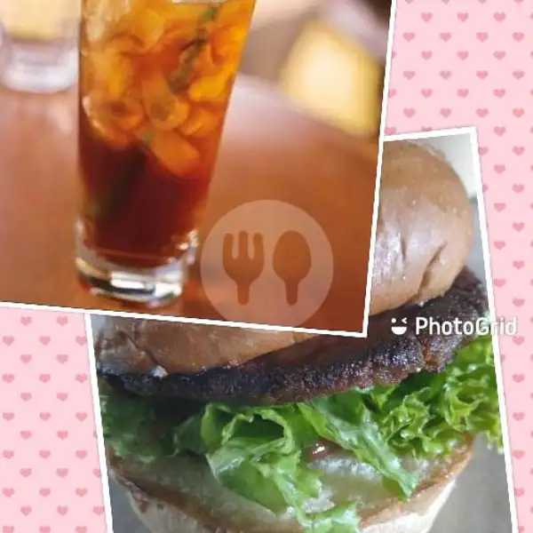Paket Kenyang 2Burger +2 Teh Es | Bubble Float Coffe Dan Kebab Burger Kinara, Gang Teladan