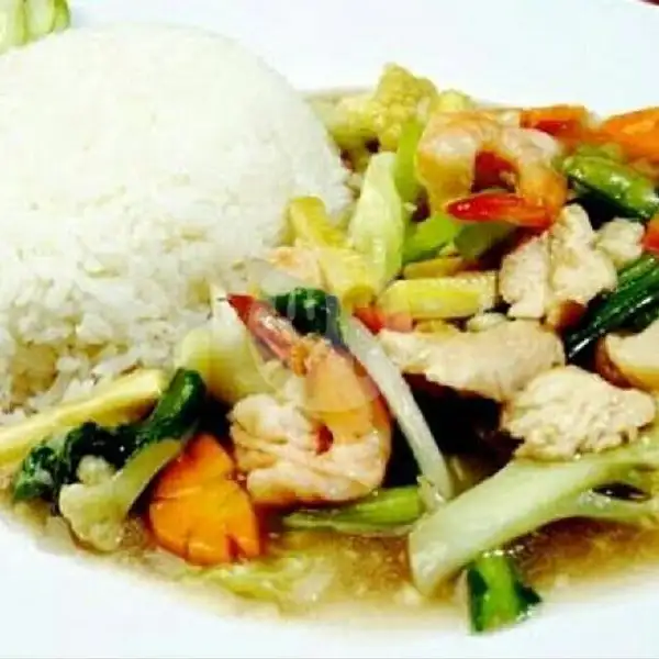 Nasi Capcay Seafood Porsi Kecil+Susu Kedelai | Berkah Subsidi