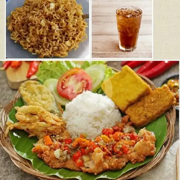 Ayam Geprek Sambal Kecombrang + Nasi + Indomie Goreng + Teh Manis Dingin | Ayam Penyet Amora Jl.pintu Air 2