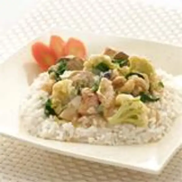 Nasi Ayam Cah Brokoli Putih + Tahu + Tempe | Kensu, Pasteur
