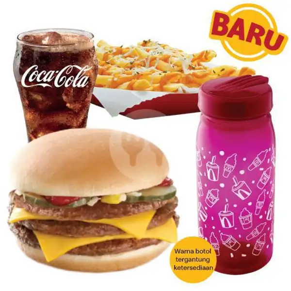 Tripple Burger with Cheese McFlavor Set + Colorful Bottle | McDonald's, Bumi Serpong Damai