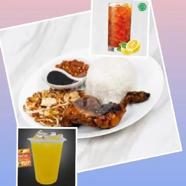 Paket Nasi Ayam Nutrisari/Lemon Tea (ayamnya lebih besar) | Warung Sobat, Ibu Sangki