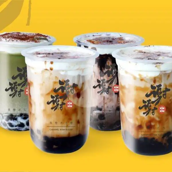 Paket Kuarto ( Matcha, Choco, Sweet Brown Sugar, Jasmine Milk Tea) | Xie Xie Boba, Rinjani