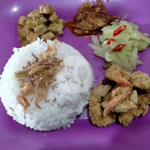 Nasi Campur Udang Goreng Tepung | Warung Makan Sosro Sudarmo, Nongsa
