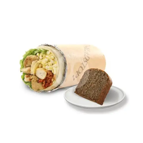 1x Hail Caesar Wrap with Roasted Chicken + 1x Banana Cake | SaladStop!, Grand Indonesia (Salad Stop Healthy)