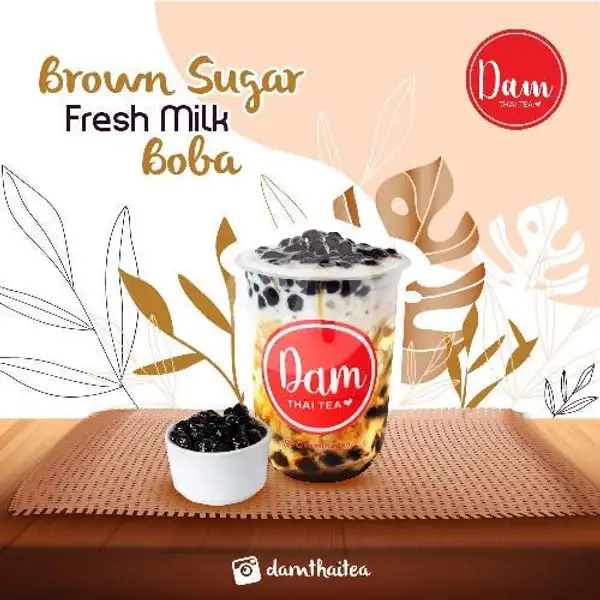 Brown Sugar Freshmilk Boba LARGE | Dam Thai Tea, Nusa Kambangan