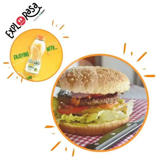 burger krabby patty ori + floridina | Kedai Jajan Syauqi, Pondok Gede
