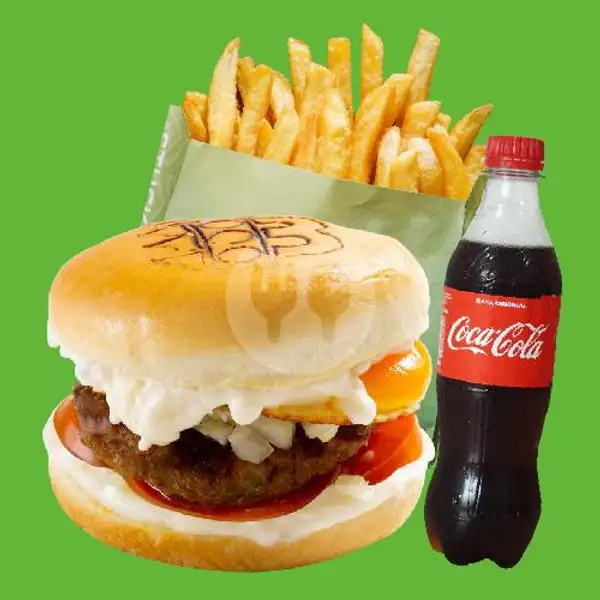 Og Bronx Burger With Egg + Traffic French Fries + Cola | Traffic Bun, Cut Meutia Bekasi