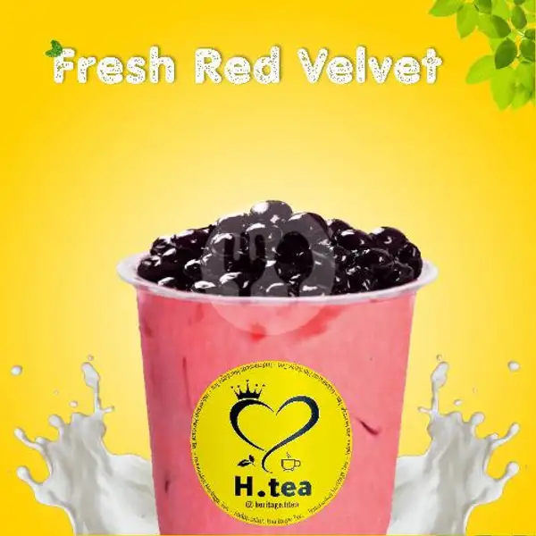 Fresh Red Velvet + Topping Pearl Boba | H-tea Kalcer Crunch