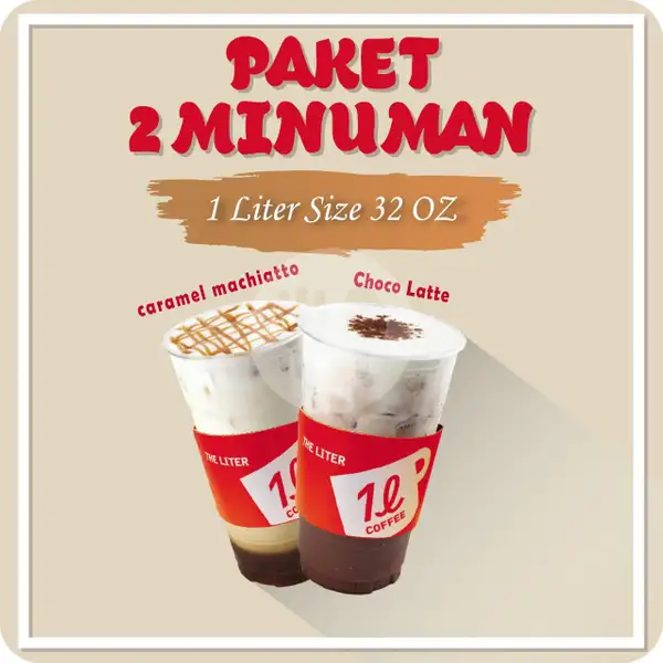 1 Caramel Machiatto Ice + 1 Choco Latte Ice | The Liter, Summarecon Bekasi