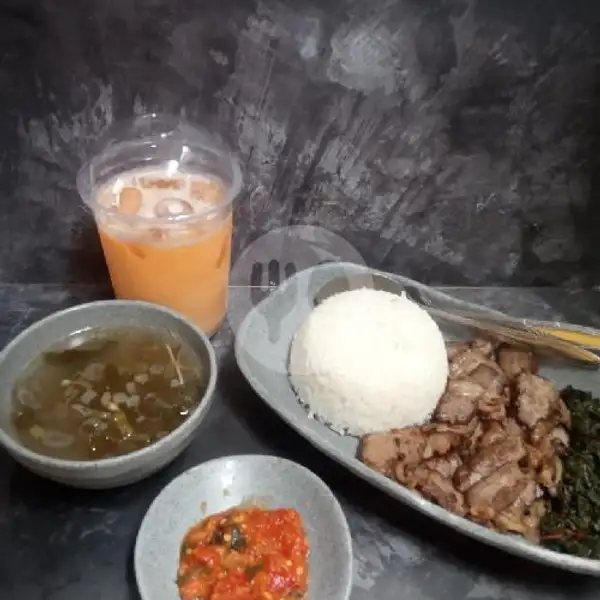 combo sei sapi small + nasi putih + thai tea | Asap ( Se'i Ayam & Sapi )