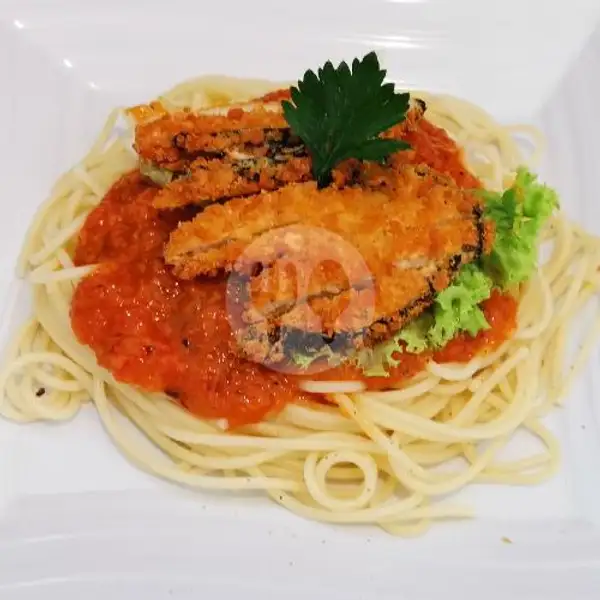 chicken spaghetti marinara | Let's Eat Vegetarian Cafe. Kota Batam