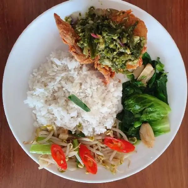 Nasi + Ayam/ Udang Cabe Hijau + Cah Toge + Tahu Goreng + Soft Drink | Maknyus Kitchen, Jendral Sudirman