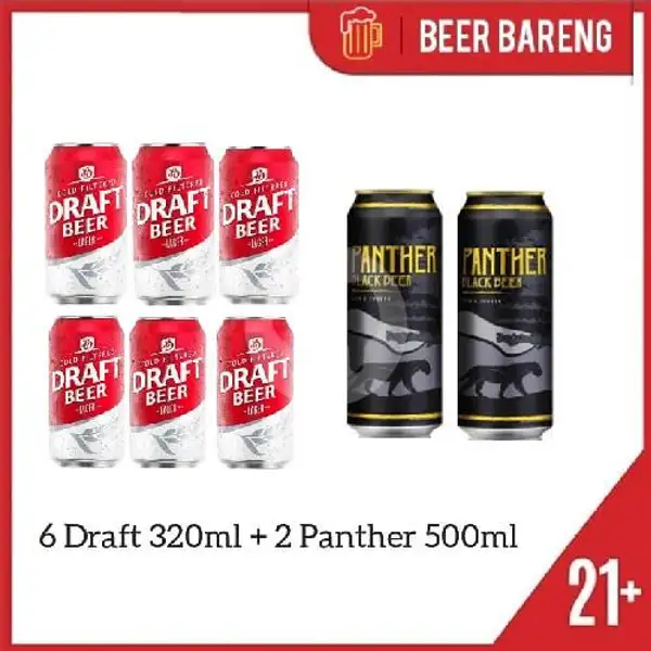 6 Can Draft 320ml Bareng 2 Can Panther 500ml | Beer Bareng, Kali Sekretaris
