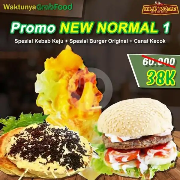 New Normal 1 (Spesial Kebab Keju, Spesial Burger Keju, Canai Kecok) | Kebab Bosman, Pakis