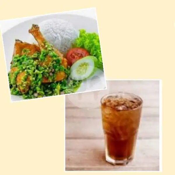 Nasi + Ayam Penyet Cabe Ijo + Es Teh Manis | Kedai Anya, Anggrek Neli Murni