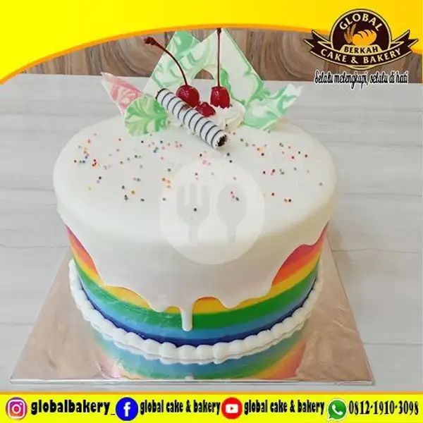 Rainbow Cake (RC 48) UK 18x18 | Global Cake & Bakery,  Jagakarsa