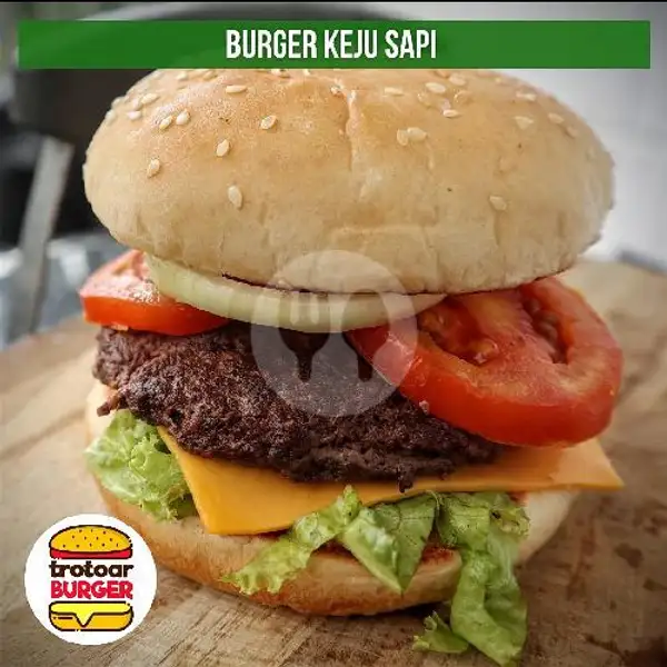 Burger Keju Sapi / Beef Cheeseburger | Trotoar Burger, Sukaluyu