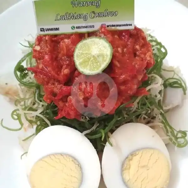 Tipat Bulung Bumbu Plecing + Telur | Waroeng Rujak LuhMang Combroo, Denpasar
