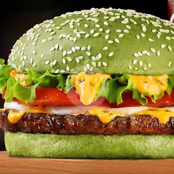 Green Burger Daging/Ayam | AB Roti Kukus