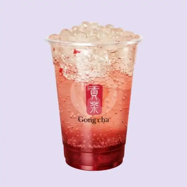 Sparkling Strawberry Green Grape w White Pearl | Gong Cha, Grand Indonesia
