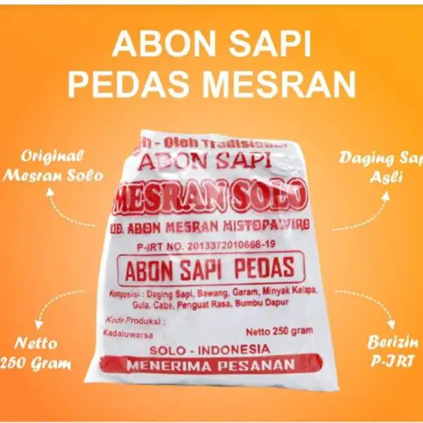 Abon Sapi Mesran Solo ( Pedas) | Aghniya Store