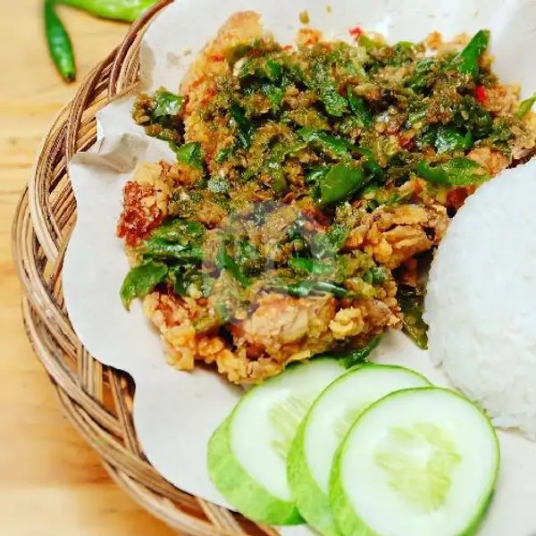 Paket Ayam Geprek Sambal Ijo + Nasi + Teh Obeng | SAUNG SUNDA KURING