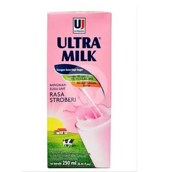 Ultra milk Strawberry 250ml | Segar Gumbira, Kebon Gedang