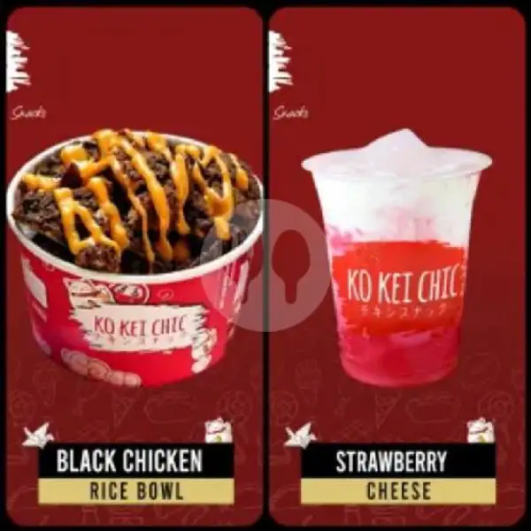 RiceBowl Chicken Black Crispy And Drink | Ko Kei Chic Bandung