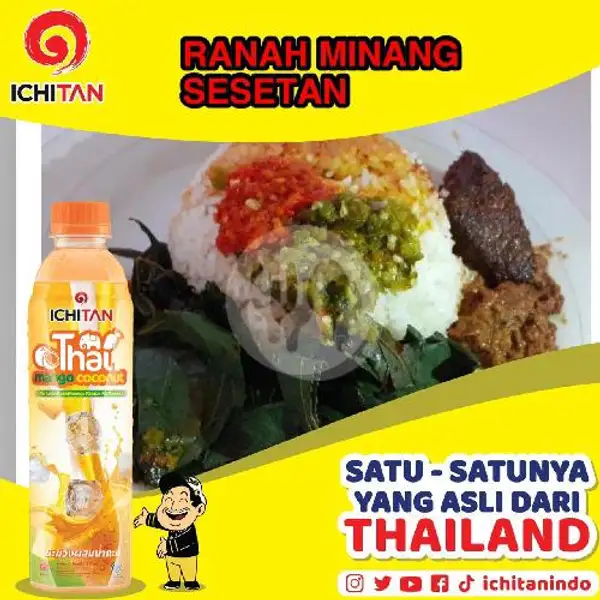Nasi + Rendang Daging + Ichitan Thai Mango Coconut | Ranah Minang, Sesetan