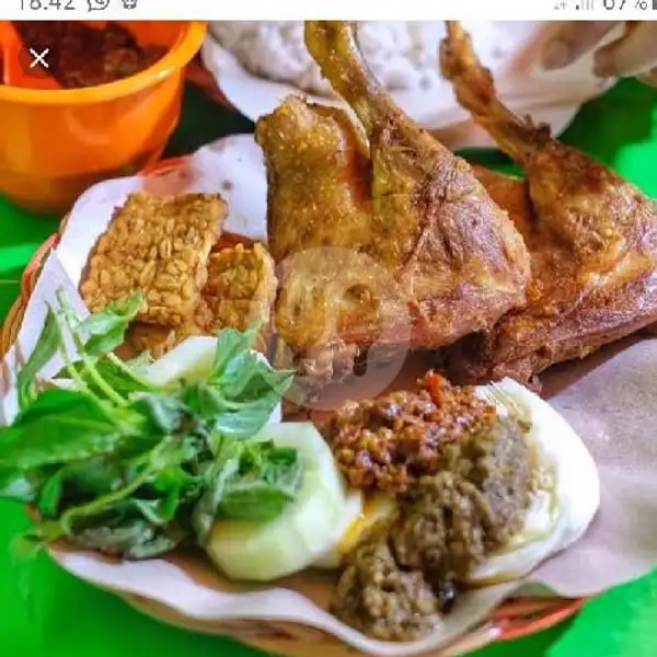 Bebek Goreng + Nasi Sambel Bawang Air Gelas | Warung Azril (Bebek Sinjay), Klojen