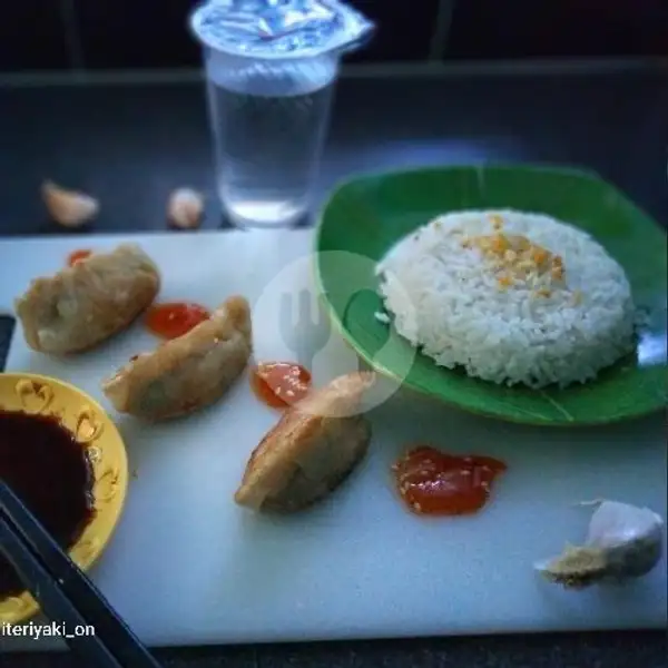 rice with gyoza/dimsum | Waroeng 'Rela Rasah', Bekasi Utara