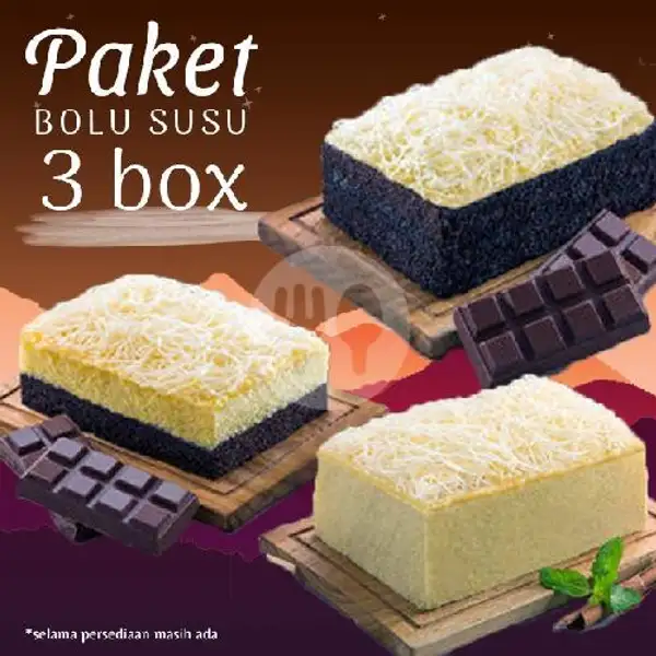 3 Box Bolu susu | Lapis Talas Dan Bolu Susu, Caman Raya